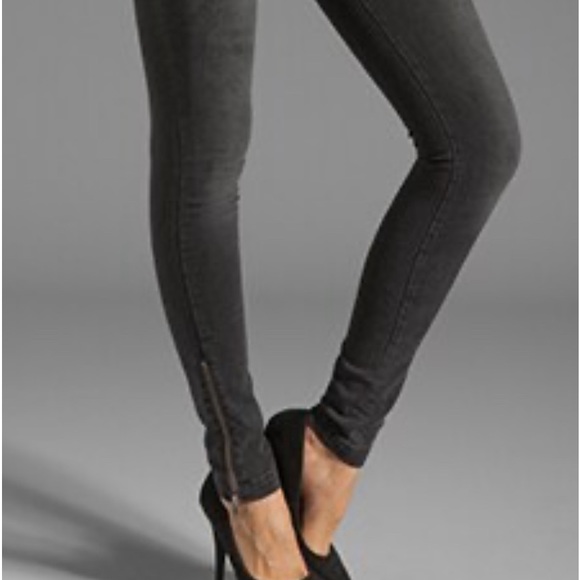 Anine Bing Skinny Double Zip Gray Jeans 24 - Picture 6 of 6